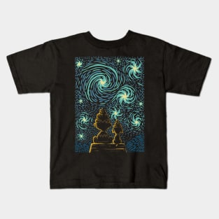 Starry Winter Night - A Tribute to Friendship and Togetherness, Van Gogh Style Kids T-Shirt